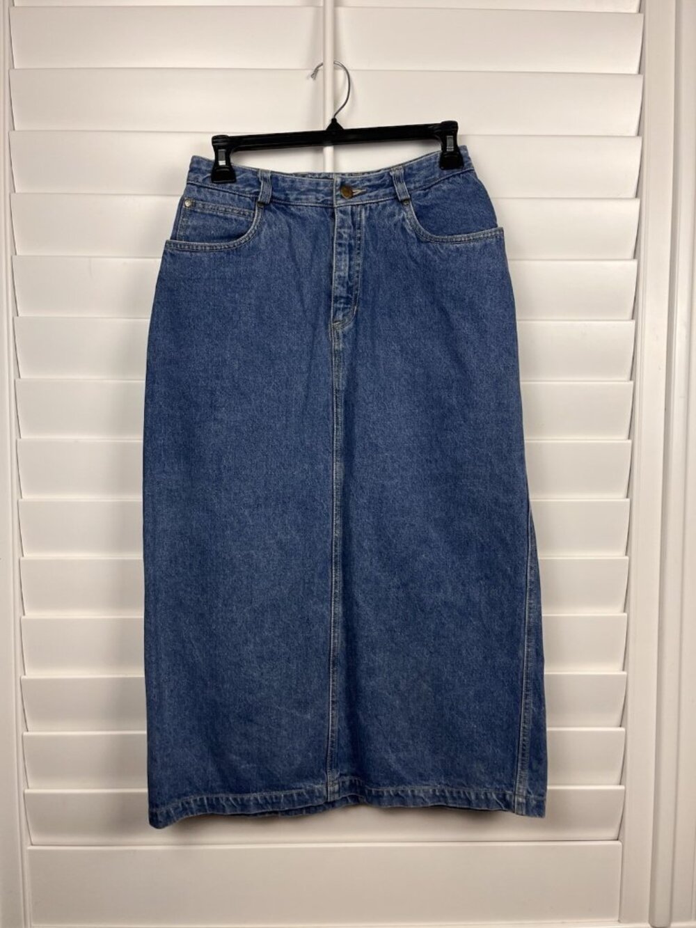 Vintage Lizwear Women’s Denim Maxi Skirt 8 Petite High Rise Western 90s
